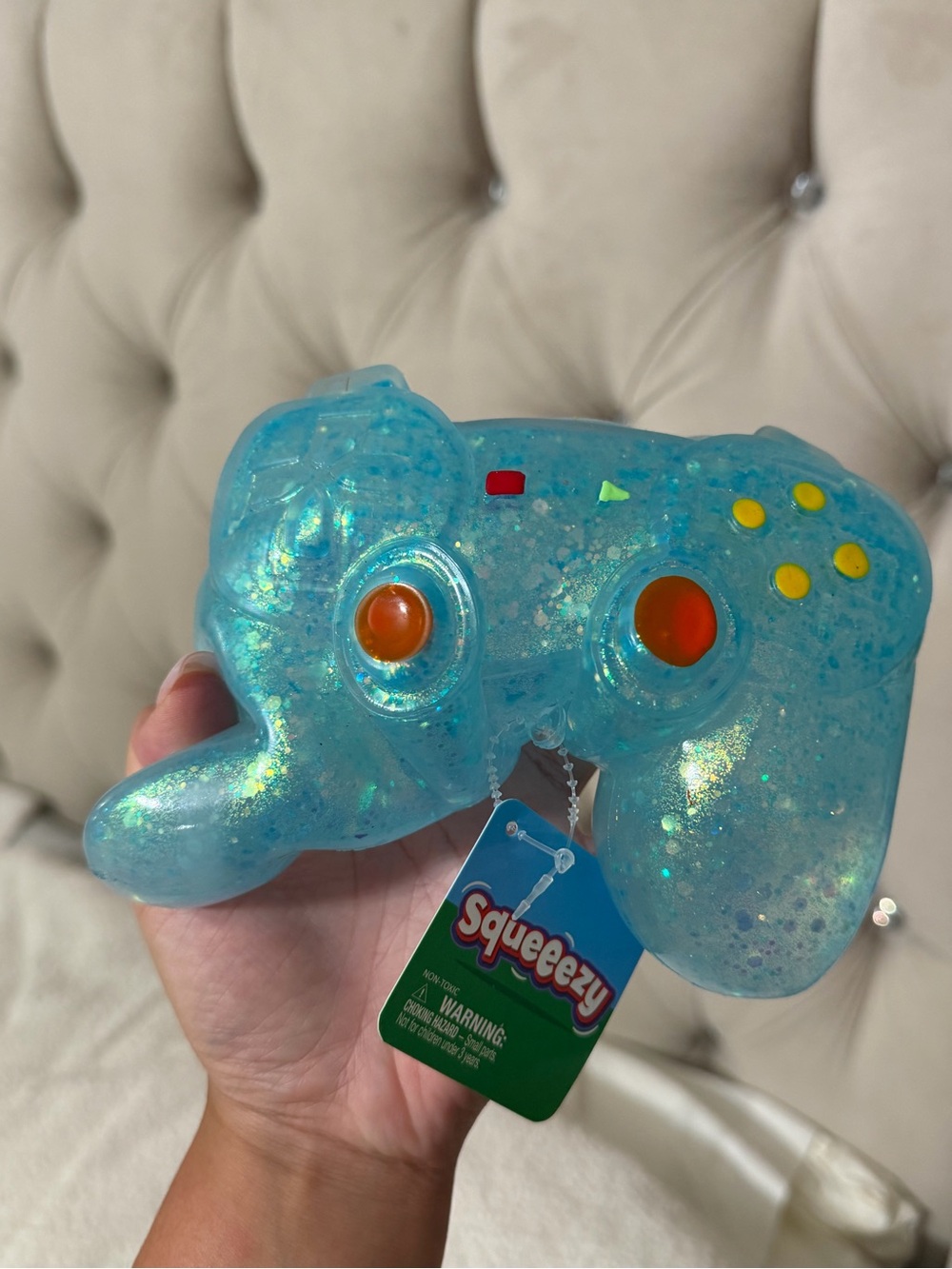 Squeezy Gaming Blue Glitter Jumbo Squishy Viral Fidget Controller